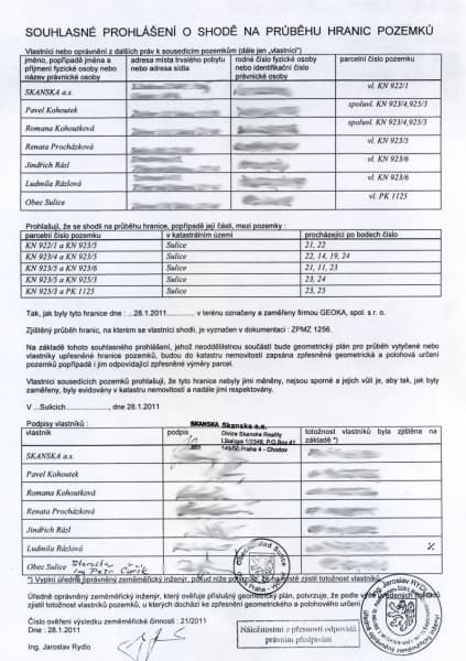 Obr. 3 – vytyčení, upřesnění hranice pozemku